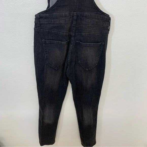 Old Navy Bib Overalls Woman 2P  Black Fading  Pockets Mid Rise Y2K Western Retro - Picture 6 of 11